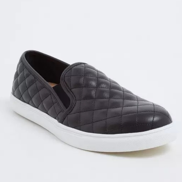 torrid Shoes - Torrid Black Faux Leather Quilted Slip On Sneakers - 9.5WW
